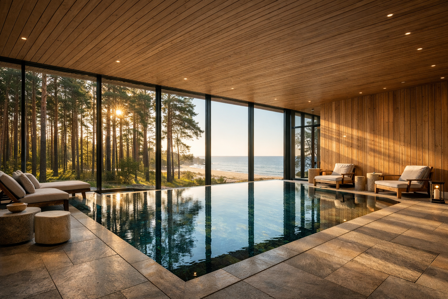 LoSpa spa and pool interior — modern wellness area with natural light